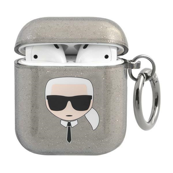 Karl Lagerfeld KLA2UKHGK Apple AirPods cover black Glitter Karl`s Head