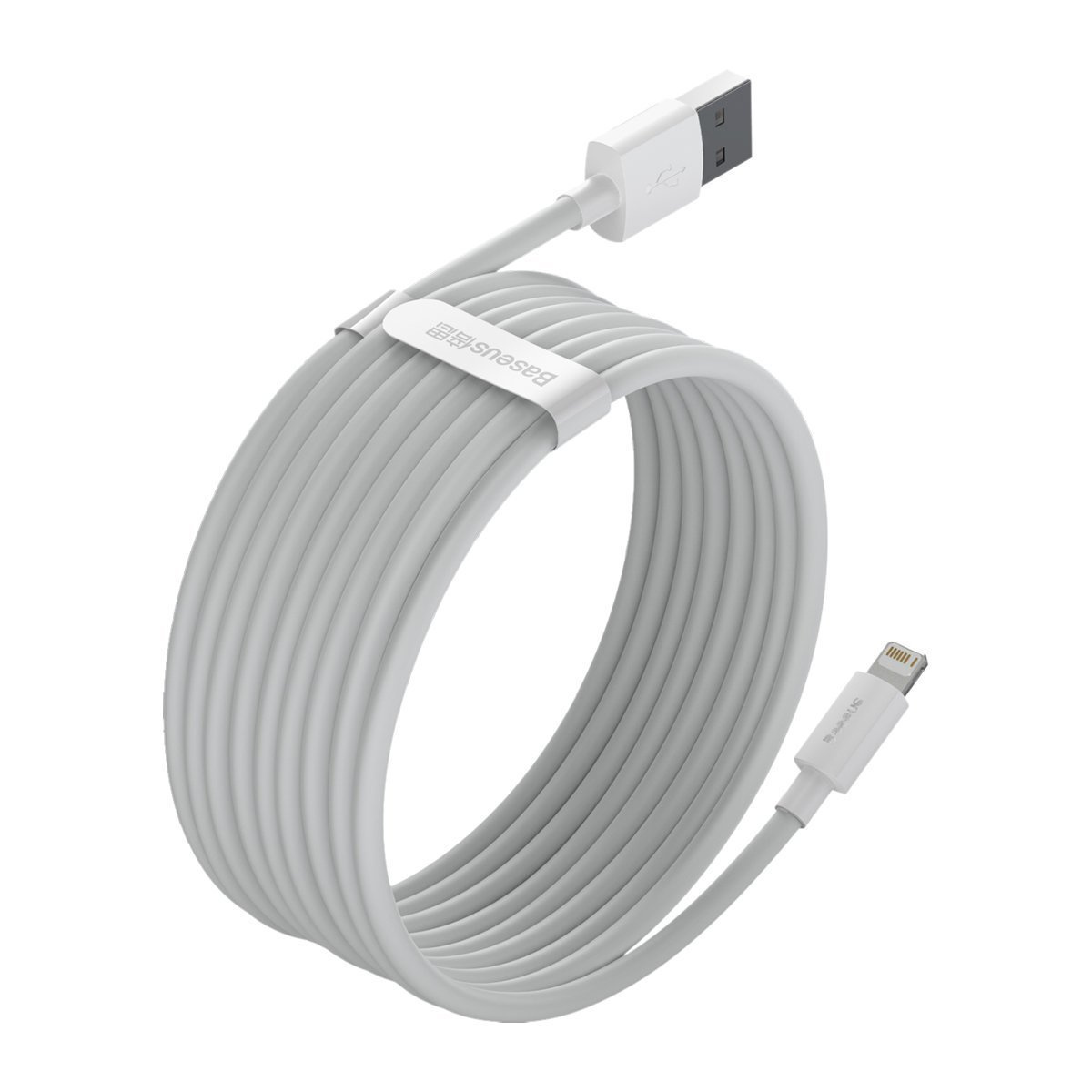 Baseus Simple Wisdom USB-A/Lightning Cable 2.4A, 1.5m (white) [2 PACK]