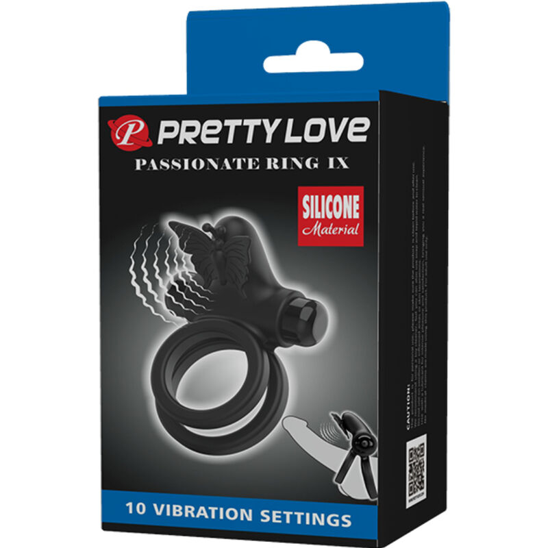 PRETTY LOVE - DOUBLE RING VIBRATOR WITH BLACK STIMULATOR