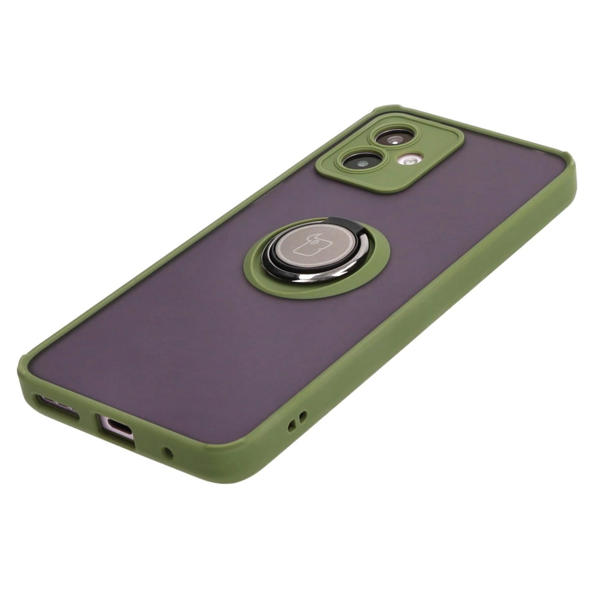 Bizon Case Hybrid Ring Motorola Moto G14 smoky with a green frame