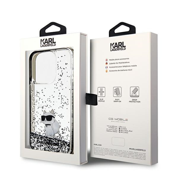 Karl Lagerfeld KLHCP14LLKCNSK Apple iPhone 14 Pro hardcase Liquid Glitter Choupette transparent
