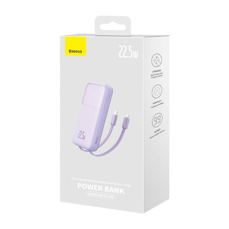 Baseus Comet Powerbank 10000mAh 22.5W + USB-A/USB-C Cable (purple)