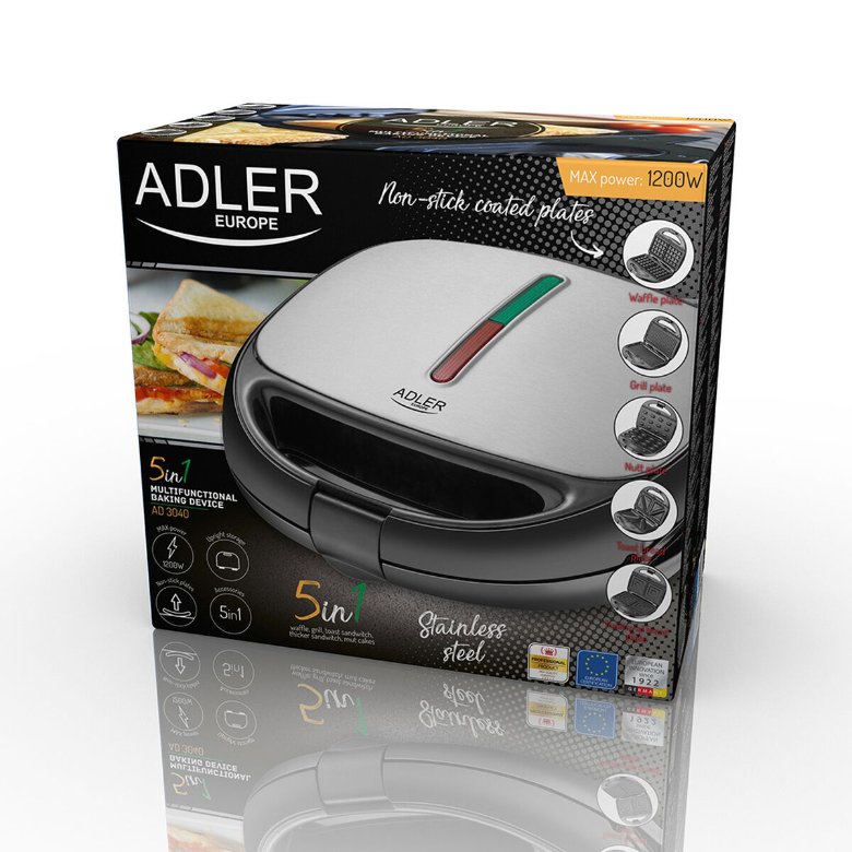 Sandwich Maker Adler AD 3040 Black 1200 W Sandwich Maker Adler AD 3040 Black 1200 W