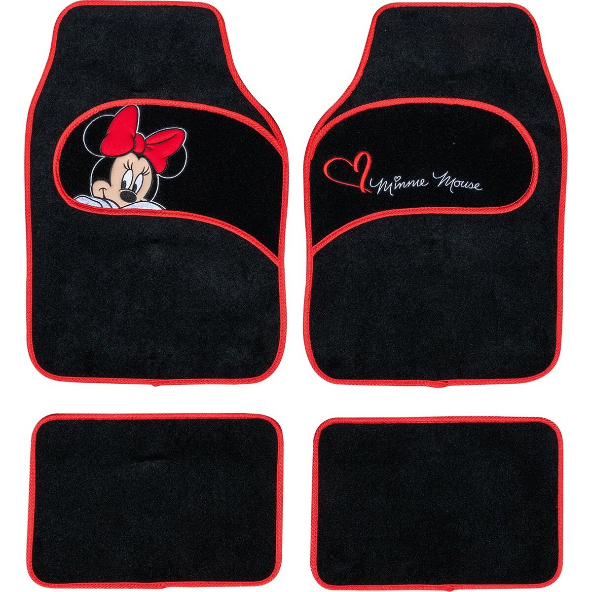 Car Floor Mat Set Minnie Mouse CZ10339 Black/Red