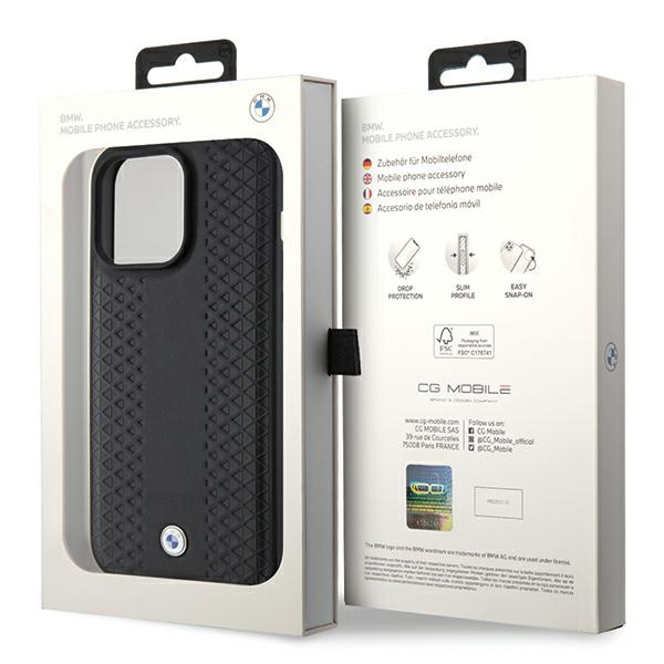 BMW BMHCP15L22RFGK Apple iPhone 15 Pro Leather Diamond Pattern black