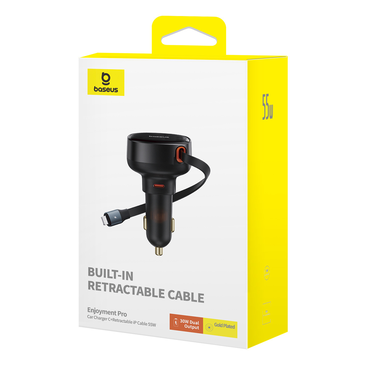 Baseus Enjoyment Pro USB-C car charger + built-in Lightning cable 60W black