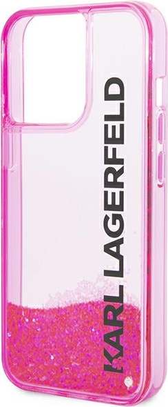 Karl Lagerfeld KLHCP14LLCKVF Apple iPhone 14 Pro pink hardcase Liquid Glitter Elong