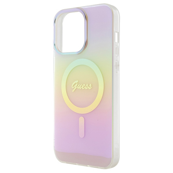 Guess GUHMP15LHITSP Apple iPhone 15 Pro hardcase IML Iridescent MagSafe pink