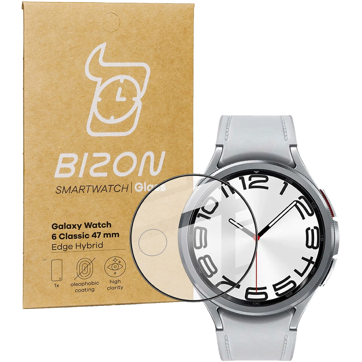 Bizon Glass Watch Edge Hybrid Samsung Galaxy Watch 6 Classic 47 mm black