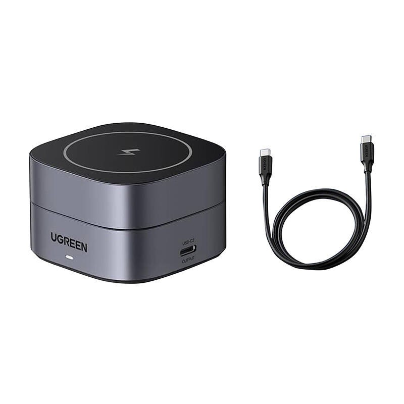 UGREEN W256 Qi 2-in-1 inductive charger iPhone, AirPods, 20W black + USB-C / USB-C cable 1m