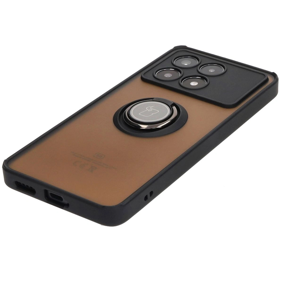 Bizon Case Hybrid Ring Xiaomi Poco X6 Pro smoky with a black frame