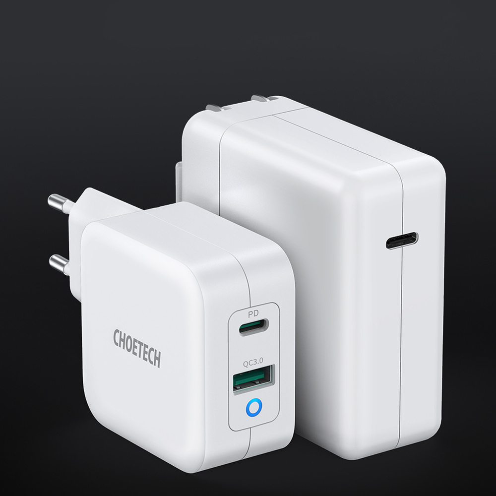 Choetech PD8002 GaN Wall Charger USB-C PD USB-A QC 3.0 65W 3,25A white