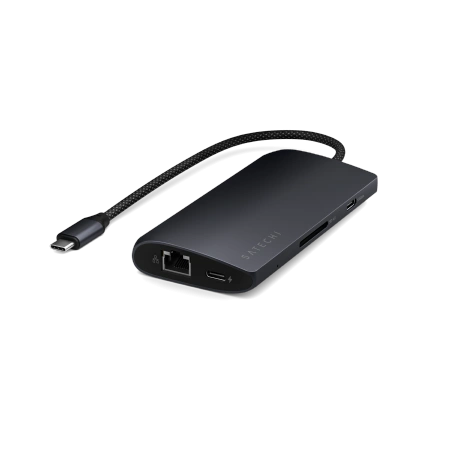 Adapter Satechi USB-C Multiport Adapter 8K USB-C / USB-A 3.2 Gen 1 5Gbps, 3xUSB-A 3.2 Gen 2 10Gbps, USB-C, HDMI, SD UHS-II, Ethernet (midnight)