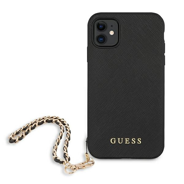 Guess GUHCN61SASGBK Apple iPhone 11 black hardcase Saffiano Chain