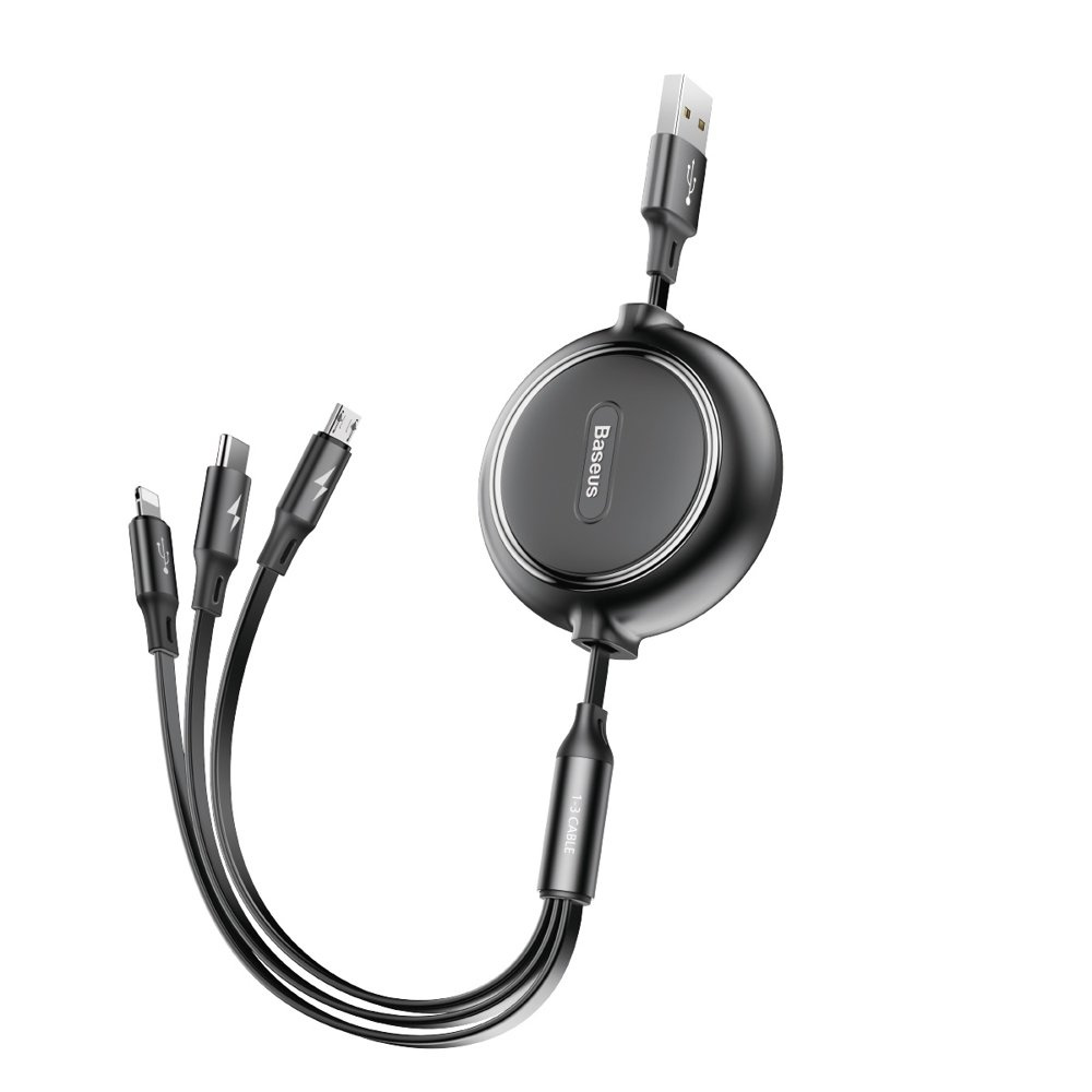 Baseus Golden Loop 3in1 USB-A/microUSB - Lightning - USB-C Cable 3.5A 35cm-120cm black