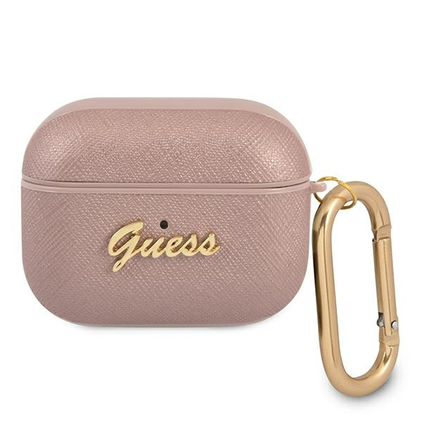 Guess GUAPSASMP Apple AirPods Pro cover pink Saffiano Script Metal Collection