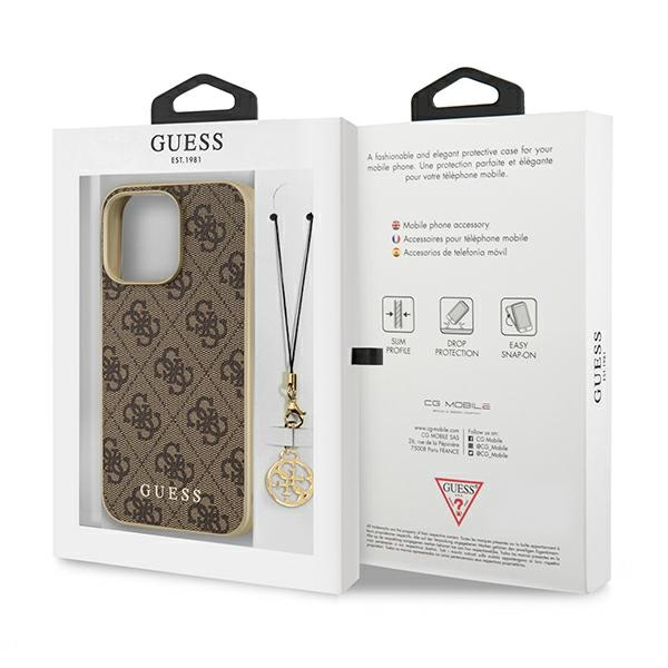 Guess GUHCP13XGF4GBR Apple iPhone 13 Pro Max brown hardcase 4G Charms Collection