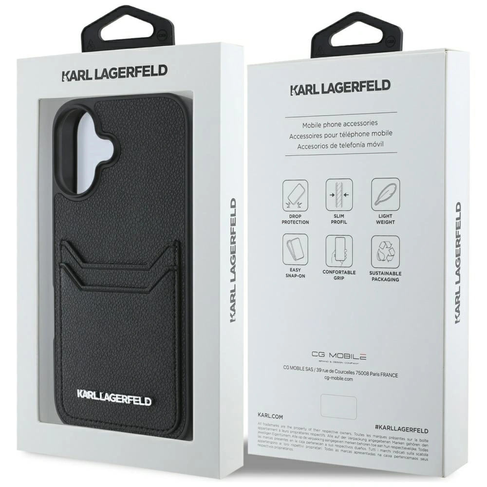 Karl Lagerfeld HC Grained PU Cardslot Metal Elong Apple iPhone 16 black
