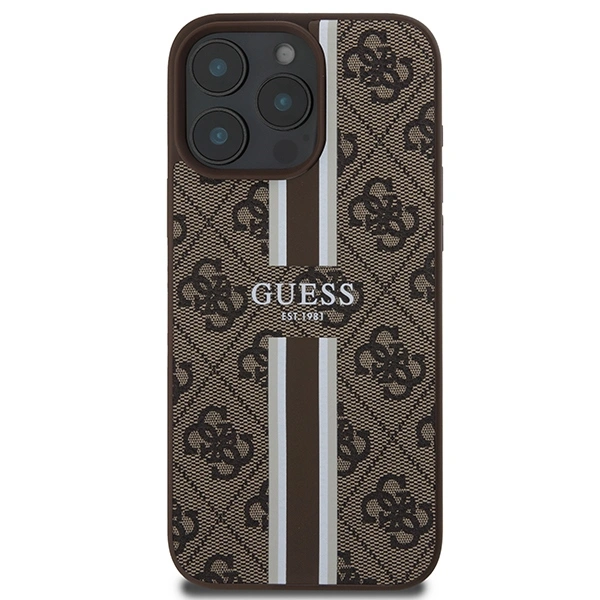 Guess GUHMP16XP4RPSW Apple iPhone 16 Pro Max hardcase 4G Printed Stripes MagSafe brown