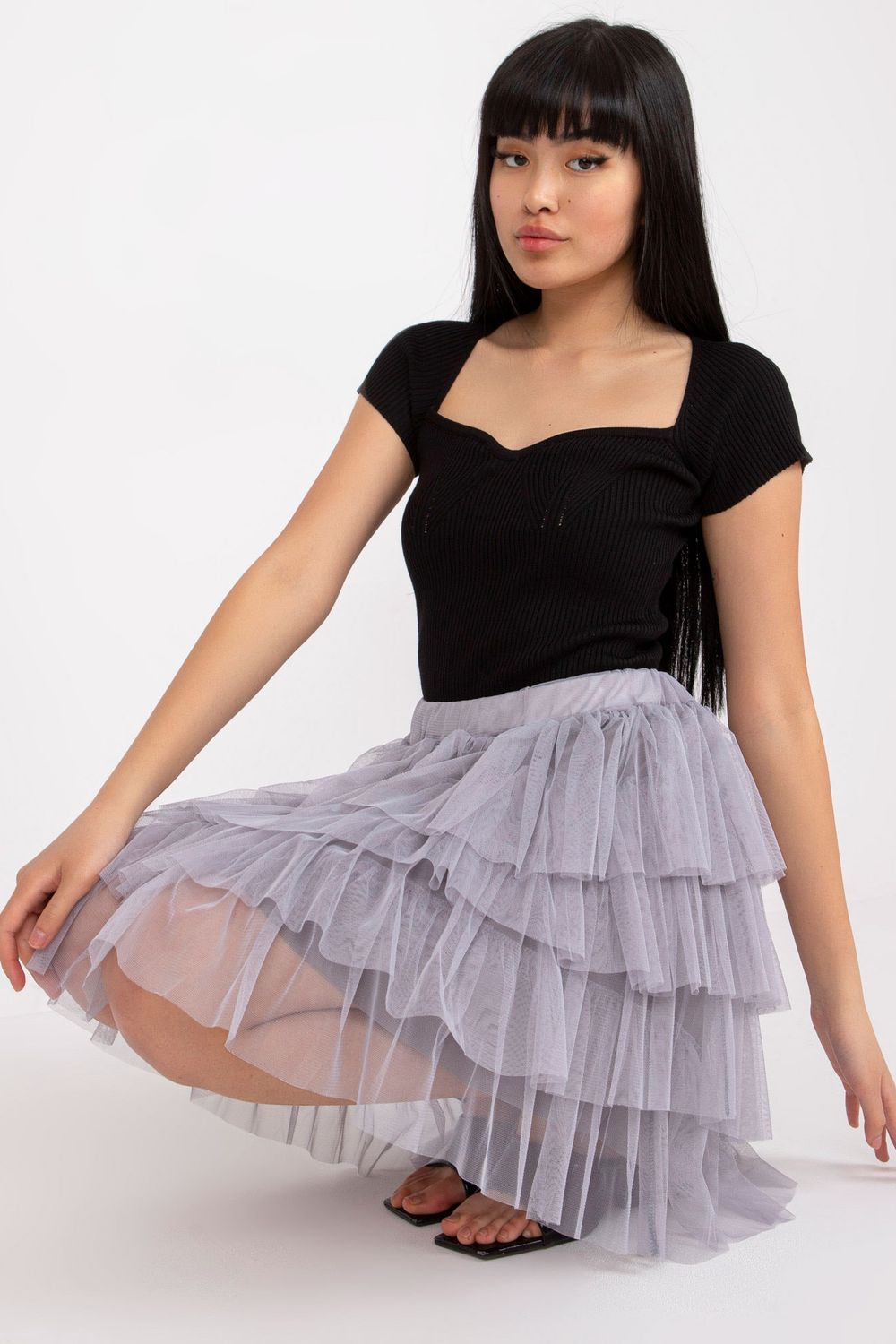  Short skirt model 206148 Och Bella  grey