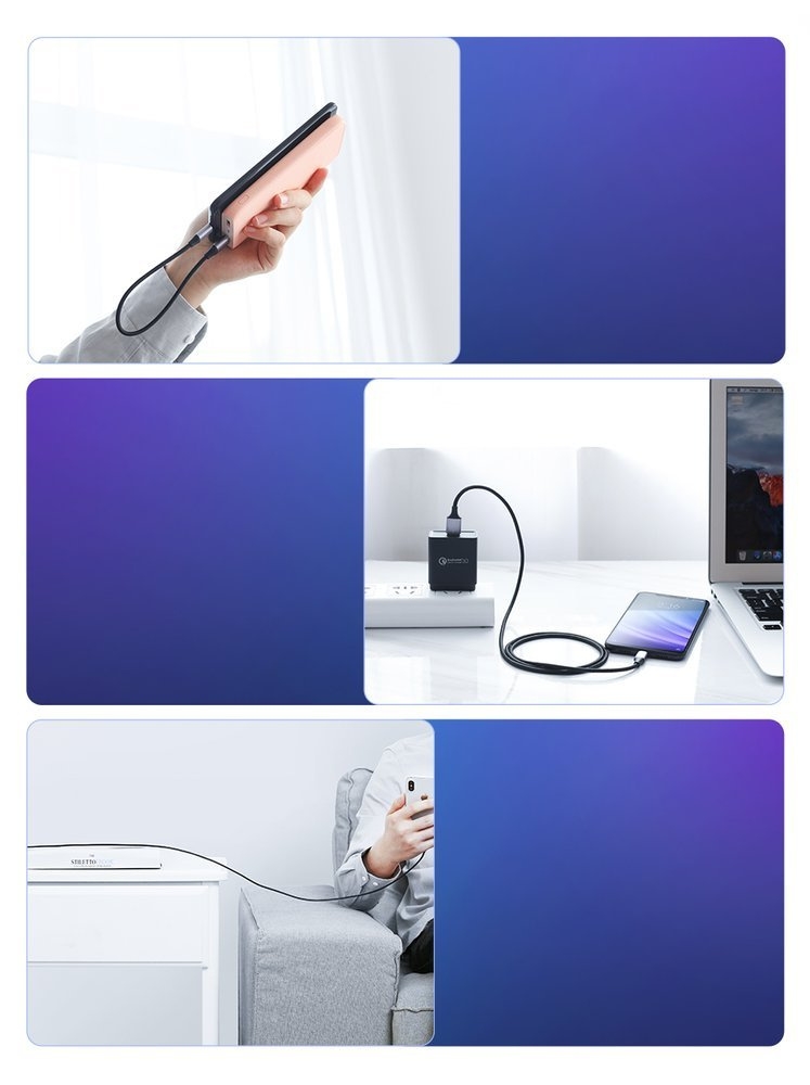 Kabel UGREEN 60125 USB-A/USB-C Quick Charge 3.0 3A 0,5m szary