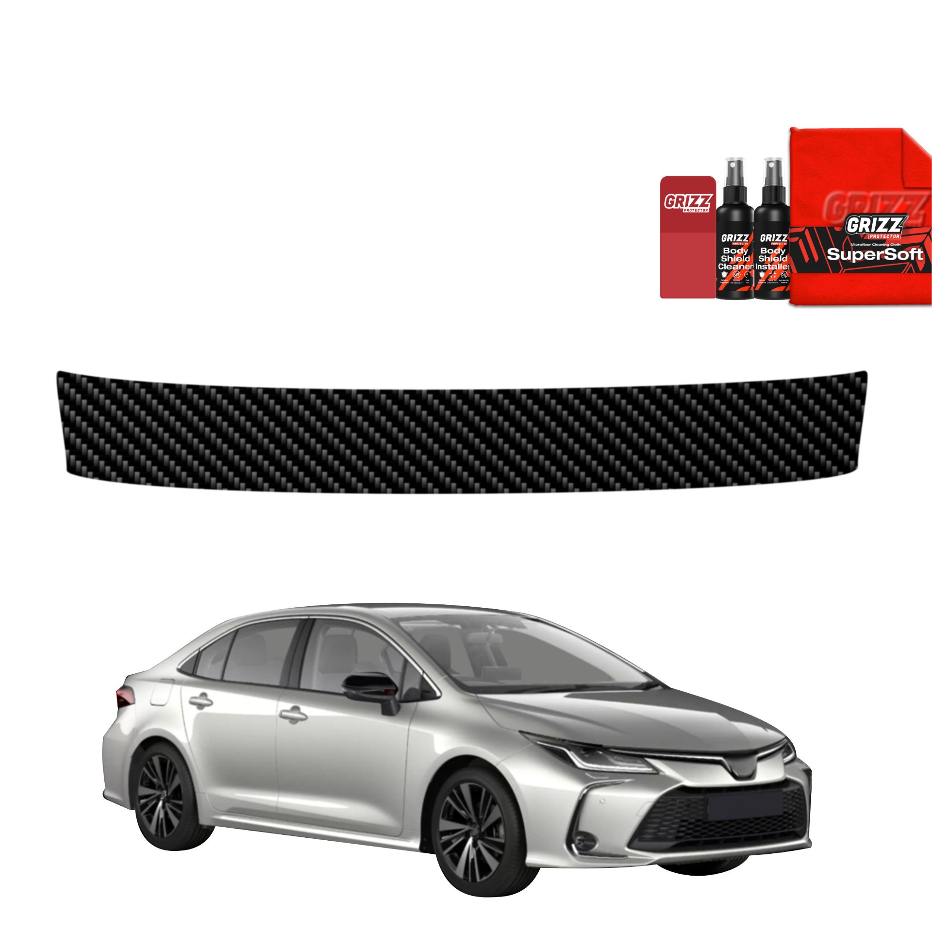 Folia na próg bagażnika GrizzGlass BodyShield Carbon do Toyota Corolla Sedan (2022-2026)