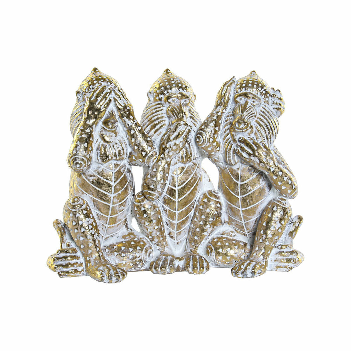 Decorative Figure DKD Home Decor 21 x 11 x 16,2 cm Golden Resin Tropical Stripped