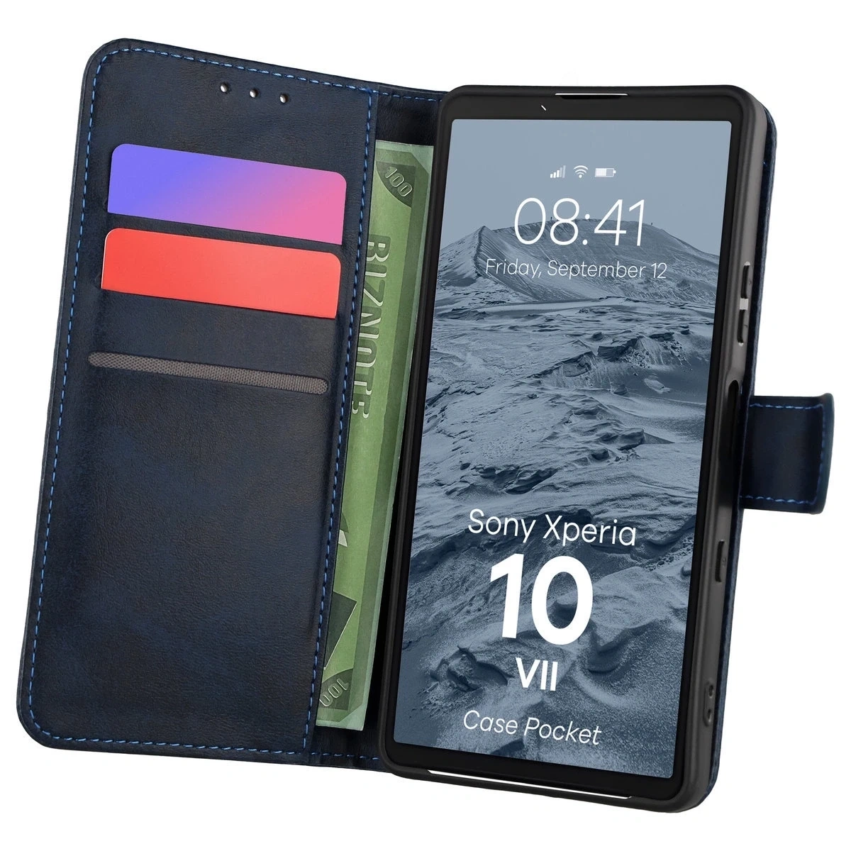 Etui z klapką Bizon Case Pocket do Sony Xperia 10 VII granatowe