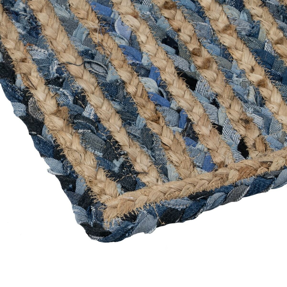 Carpet 290 x 200 cm Natural Blue Cotton Jute