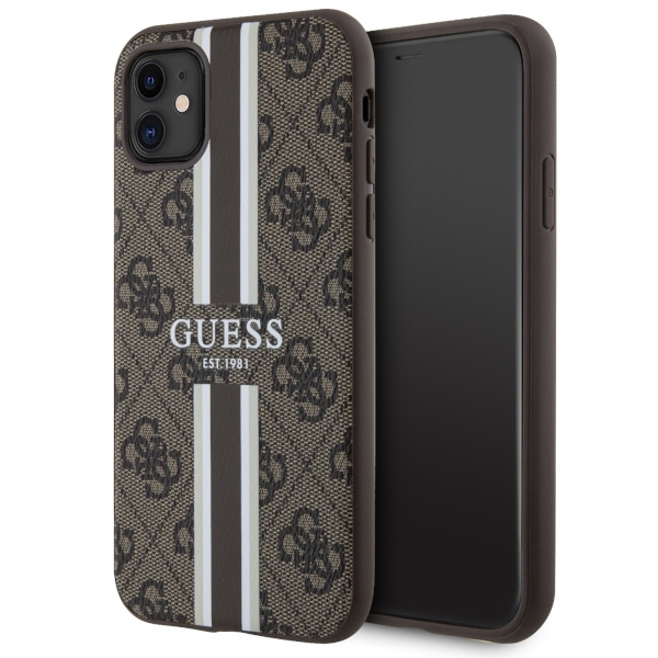 Guess GUHMN61P4RPSW Apple iPhone 11/XR brown hardcase 4G Printed Stripes MagSafe