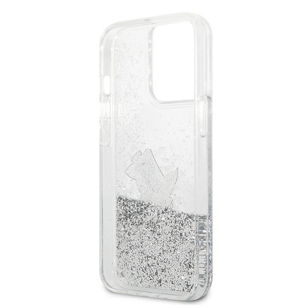 Karl Lagerfeld KLHCP13XGCFS Apple iPhone 13 Pro Max silver hardcase Liquid Glitter Choupette Fun