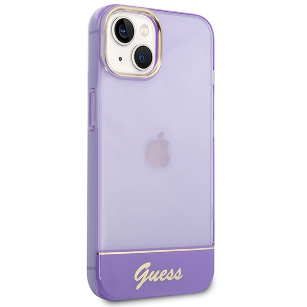 Guess GUHCP14SHGCOU Apple iPhone 14 purple hardcase Translucent