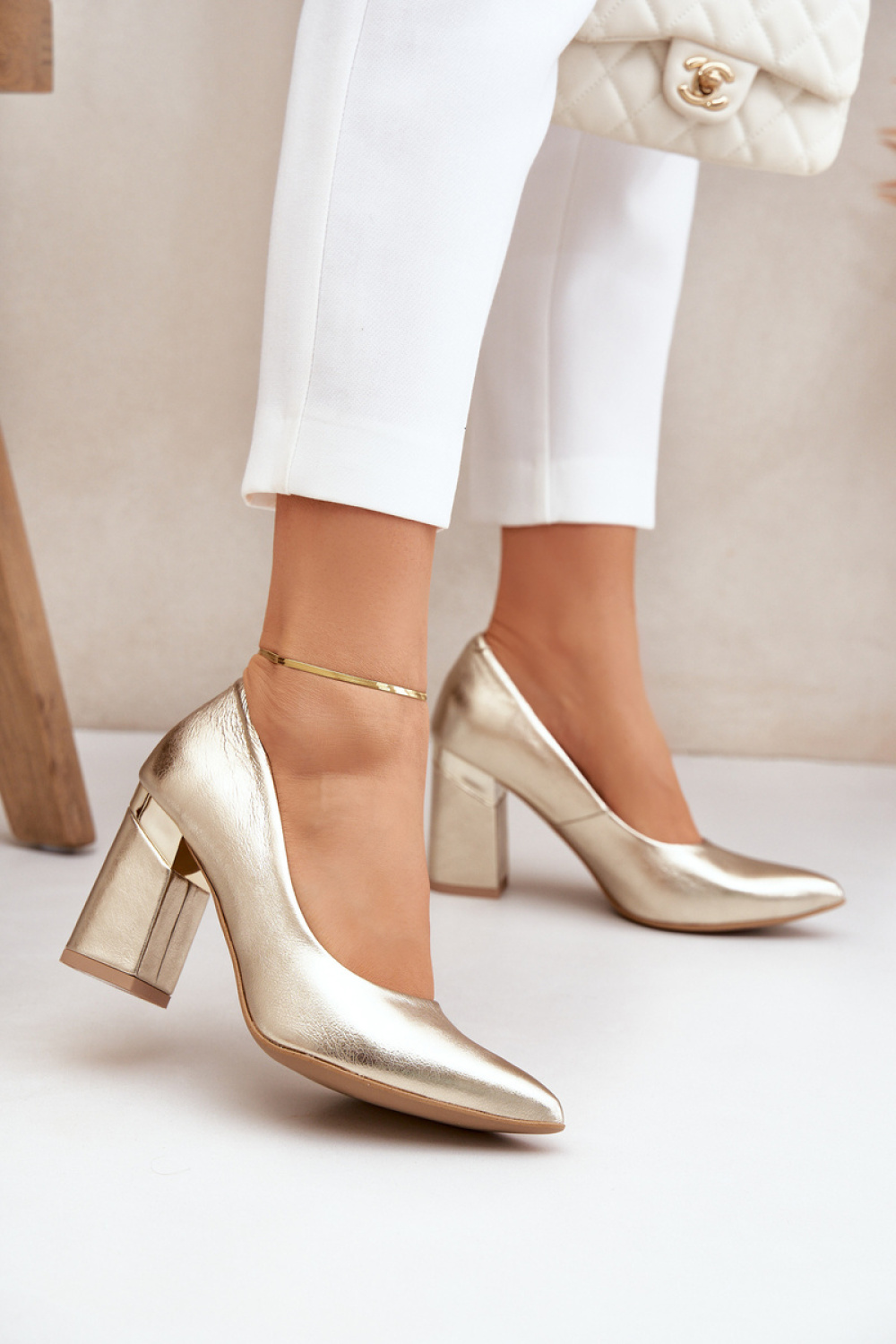  Block heel pumps model 206818 Step in style  yellow