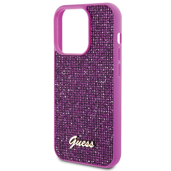 Guess GUHCP15LPMSDGSF Apple iPhone 15 Pro hardcase Disco Metal Script fuschia