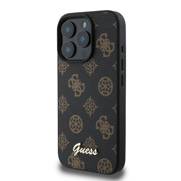 Case Guess GUHMP16LPGPYSK Apple iPhone 16 Pro hardcase Peony Script MagSafe black