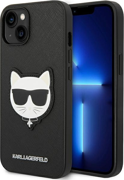 Karl Lagerfeld KLHCP14MSAPCHK Apple iPhone 14 Plus hardcase black Saffiano Choupette Head Patch
