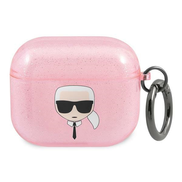 Karl Lagerfeld KLA3UKHGP Apple AirPods 3 cover pink Glitter Karl`s Head