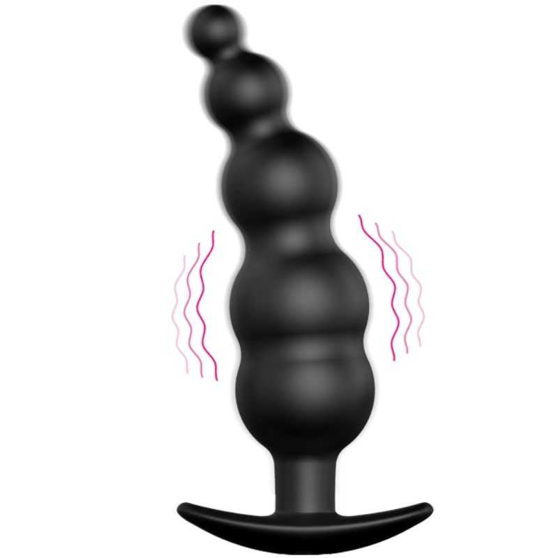 PRETTY LOVE BOTTOM SILICONE RIBBED PLUG 12 VIBRATION MODES