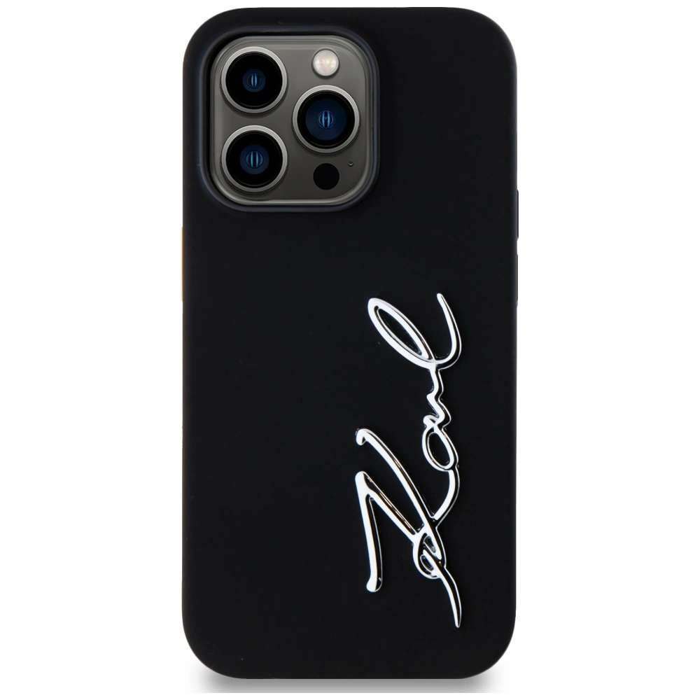 Karl Lagerfeld Silicone Metal Script Logo Apple iPhone 14 Pro black