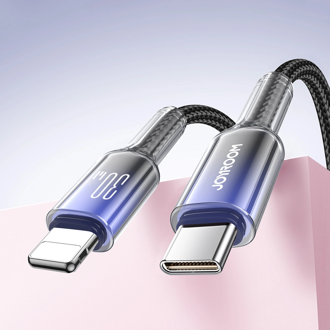 Joyroom S-A42 Crystal-Clear Series 30W USB-C / Lightning cable 1.2m black