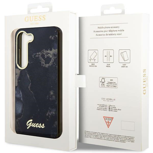 Guess GUHCS23MHTMRSK Samsung Galaxy S23+ Plus black hardcase Golden Marble Collection