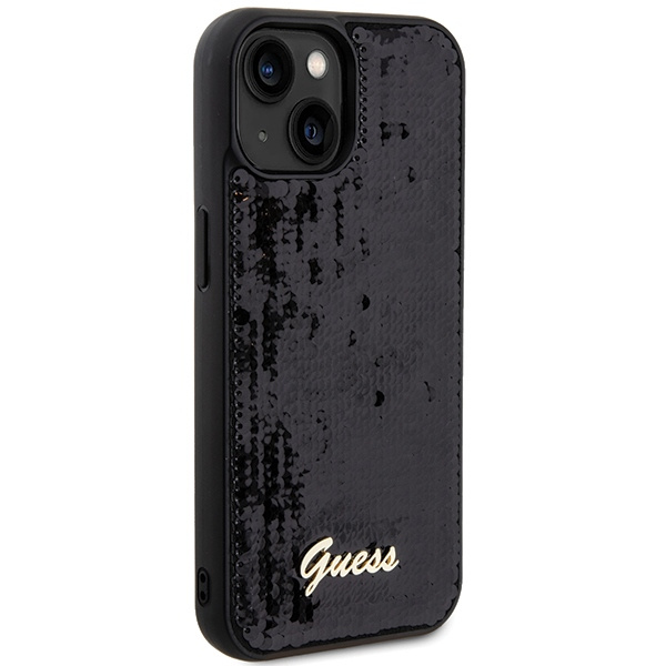 Guess GUHCP14SPSFDGSK Apple iPhone 15 / 14 hardcase Sequin Script Metal black