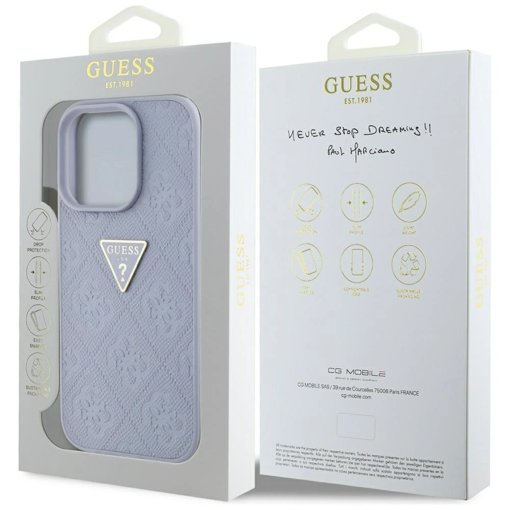 Guess Hot Stamp 4G Pattern Triangle Metal Logo Apple iPhone 16 Pro Max purple