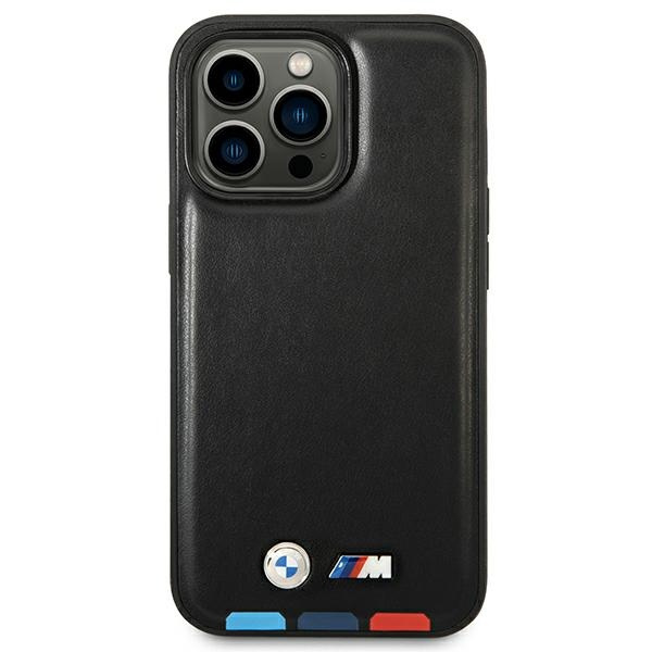 BMW BMHMP14L22PTDK Apple iPhone 14 Pro black Leather Stamp Tricolor Magsafe
