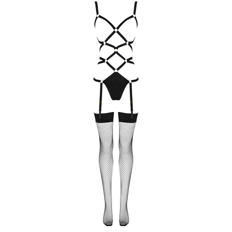 LIVCO CORSETTI FASHION - THIARA LC 20213 SET BODY + STOCKINGS BLACK S/M