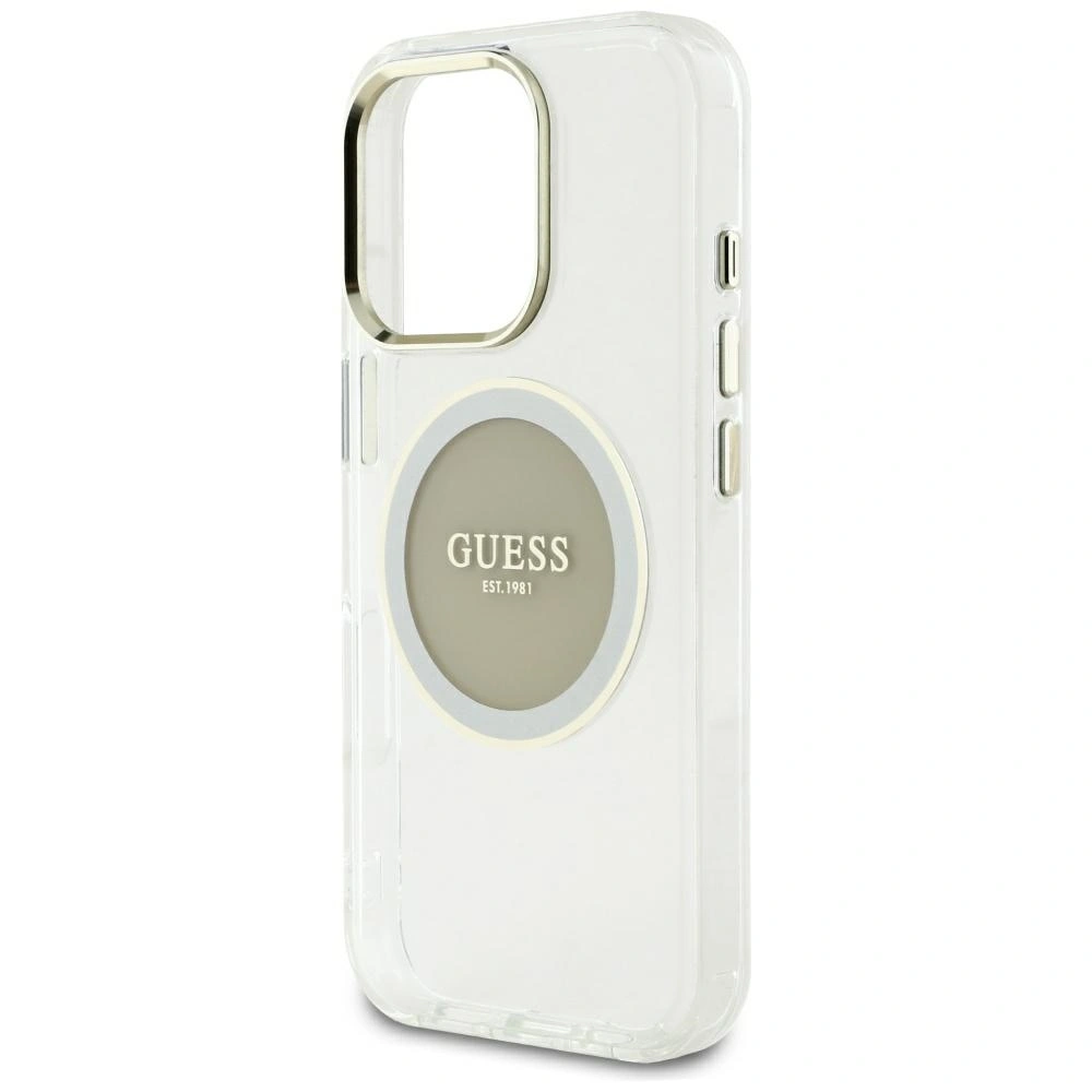 Etui Guess IML Metal Colored Circle Classic Logo MagSafe do Apple iPhone 16 Pro Max szary