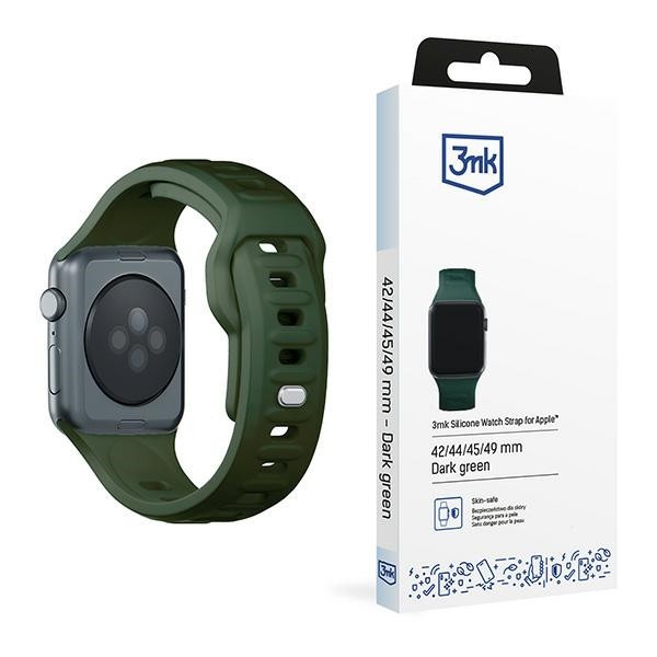 3MK Silicone Watch Strap Apple Watch 4/5/6/7/8/9/SE/Ultra 42/44/45/49mm dark green