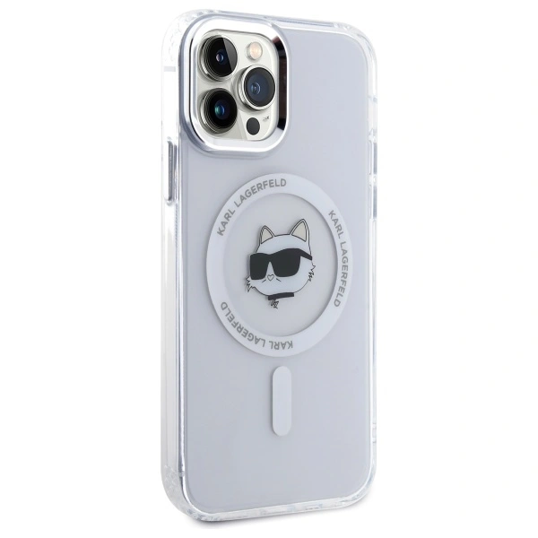 Karl Lagerfeld KLHMP12MHLSCHH Apple iPhone 12 / 12 Pro hardcase IML Metal Choupette Head MagSafe white