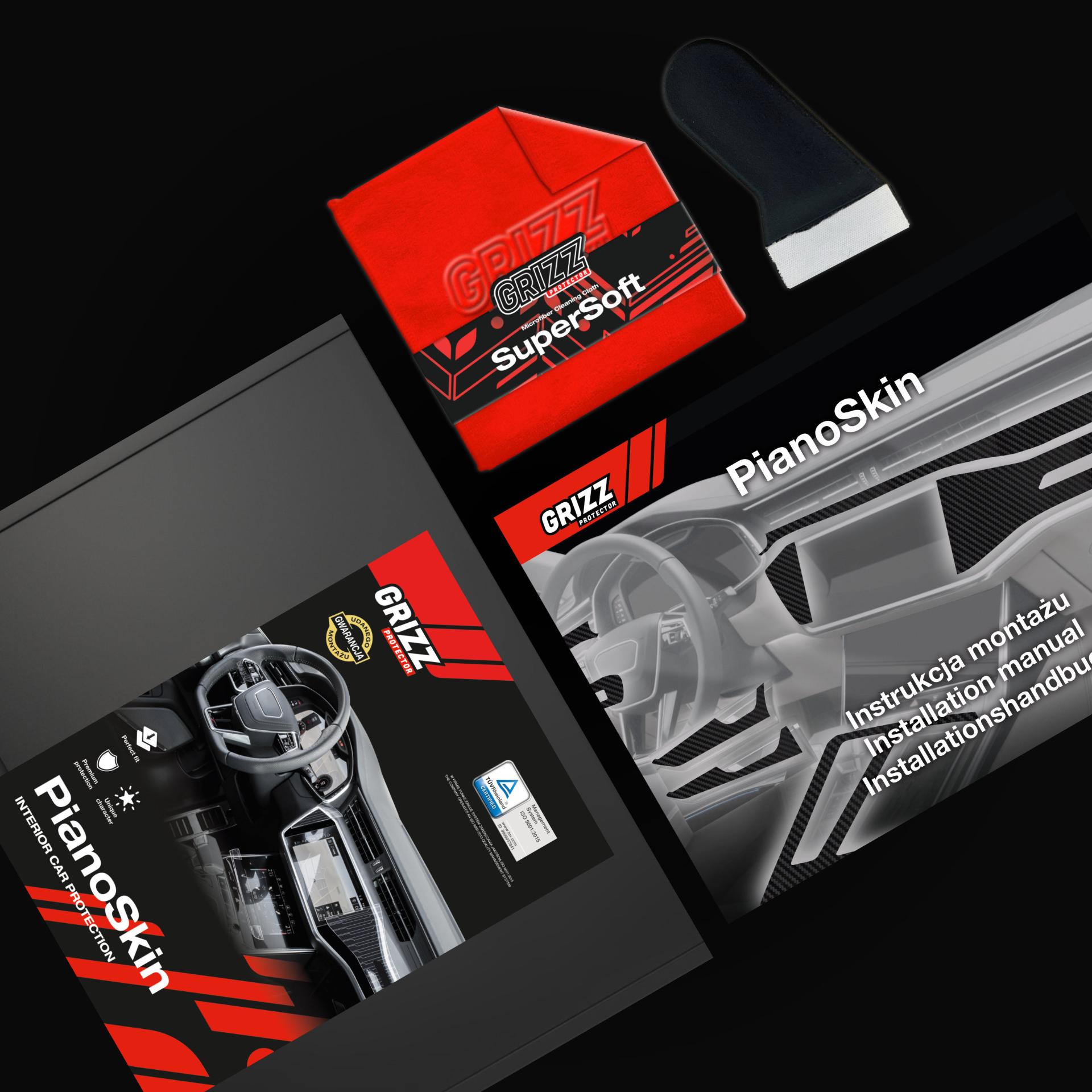 Folia do wnętrza GrizzGlass PianoSkin Matte do Volvo XC90 T8 Drive Mode (2015-2020) [2w1]