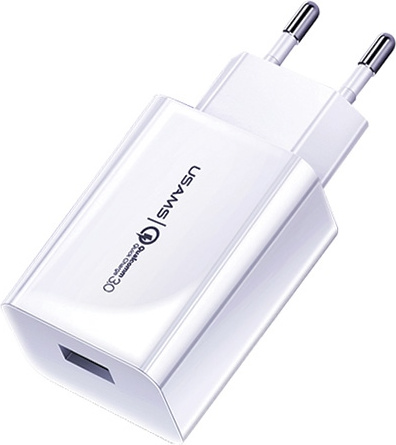 USAMS Wall Charger 1xUSB T22 18W 3A QC3.0 Fast Charging white CC83TC01 (US-CC083)